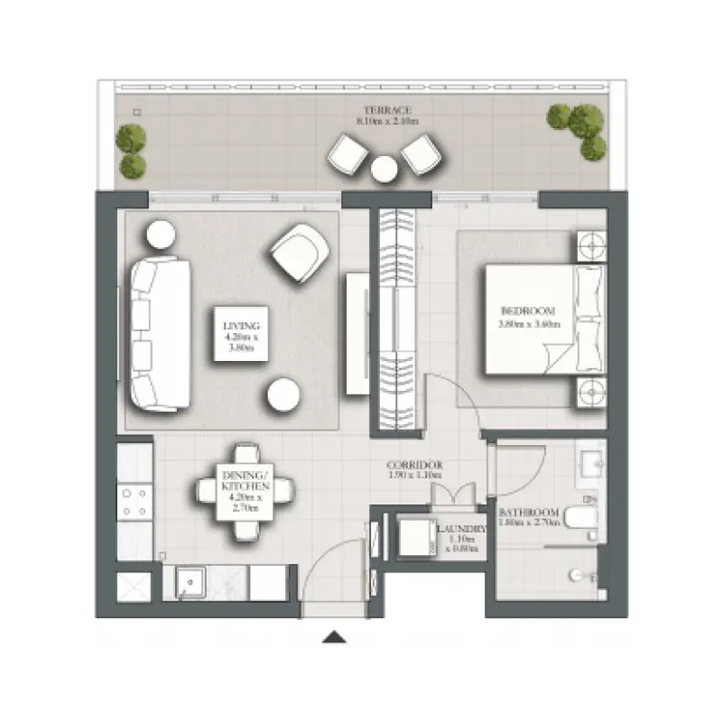 1 bedroom floor plan