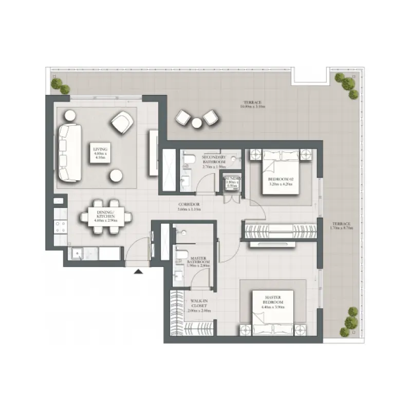 2 bedroom floor plan