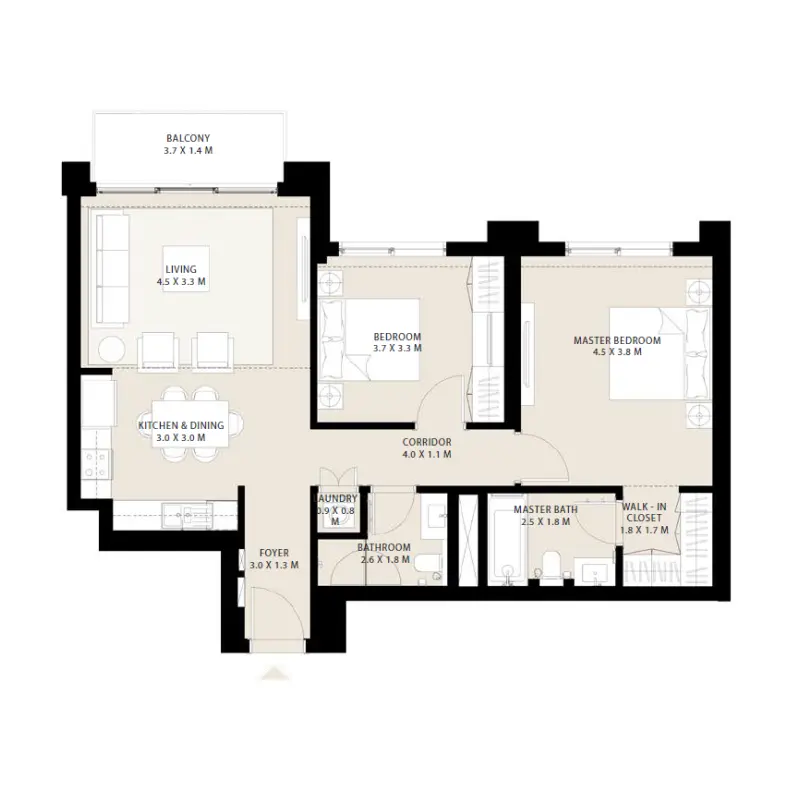 2 bedroom floor plan