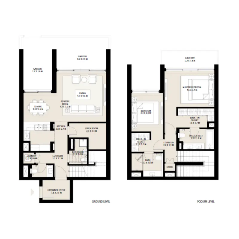 2 bedroom floor plan