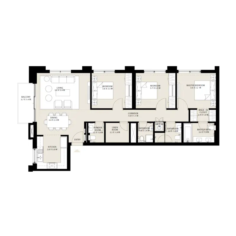 3 bedroom floor plan