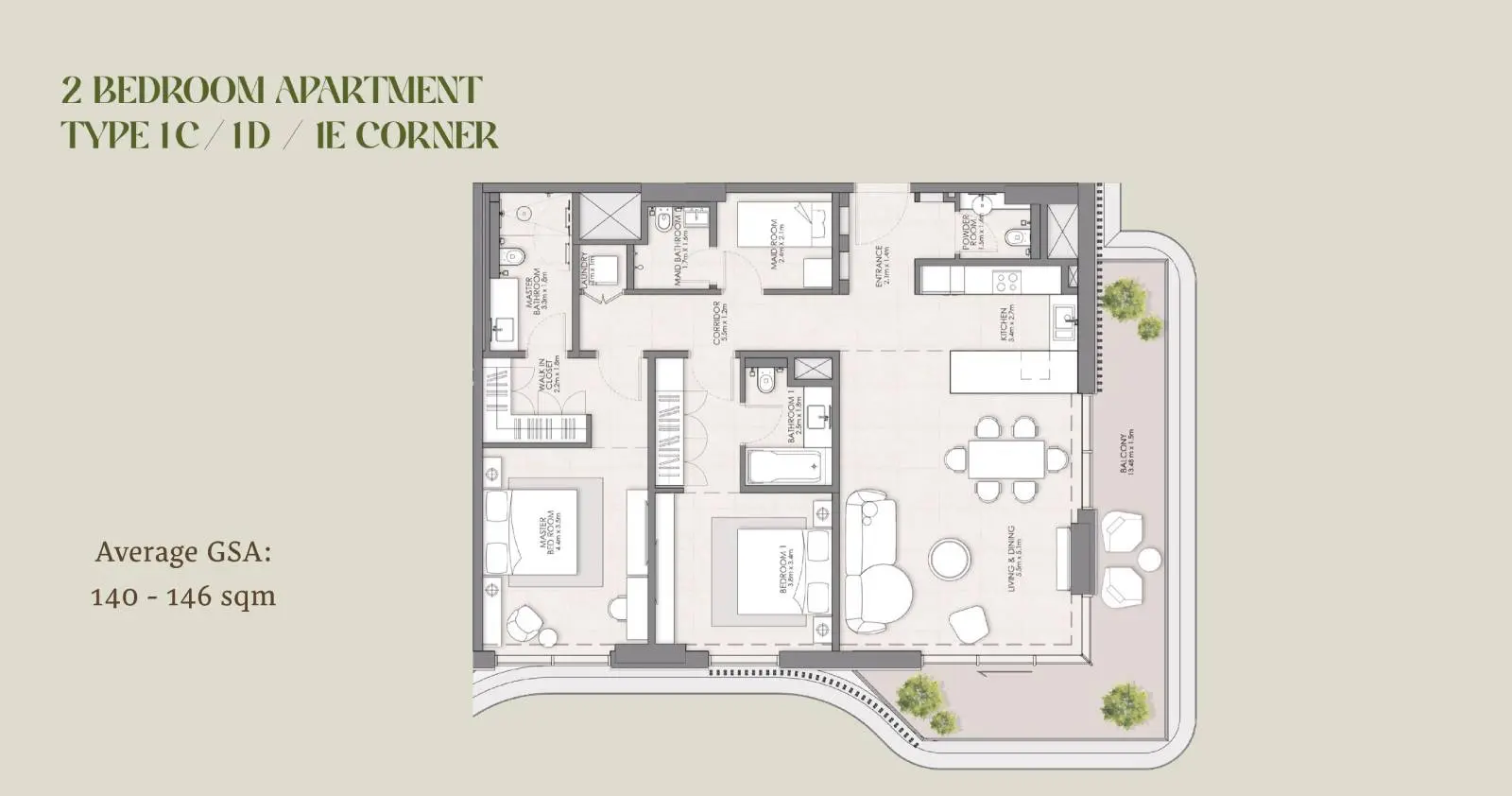 Type 1C / 1D / 1E Corner floor plan