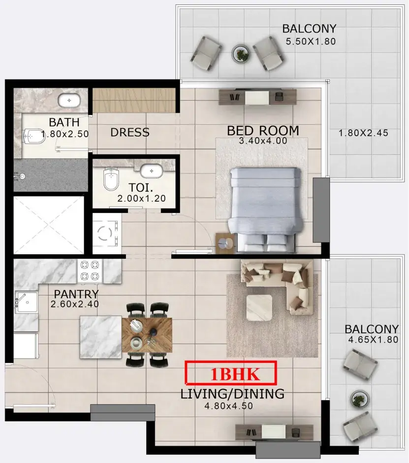 1 Bedroom apartments - Arlington Park floor plan