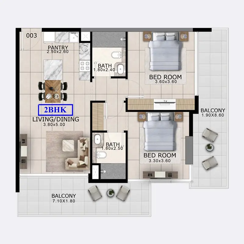 2 bedroom Apartments -  Arlington Park floor plan