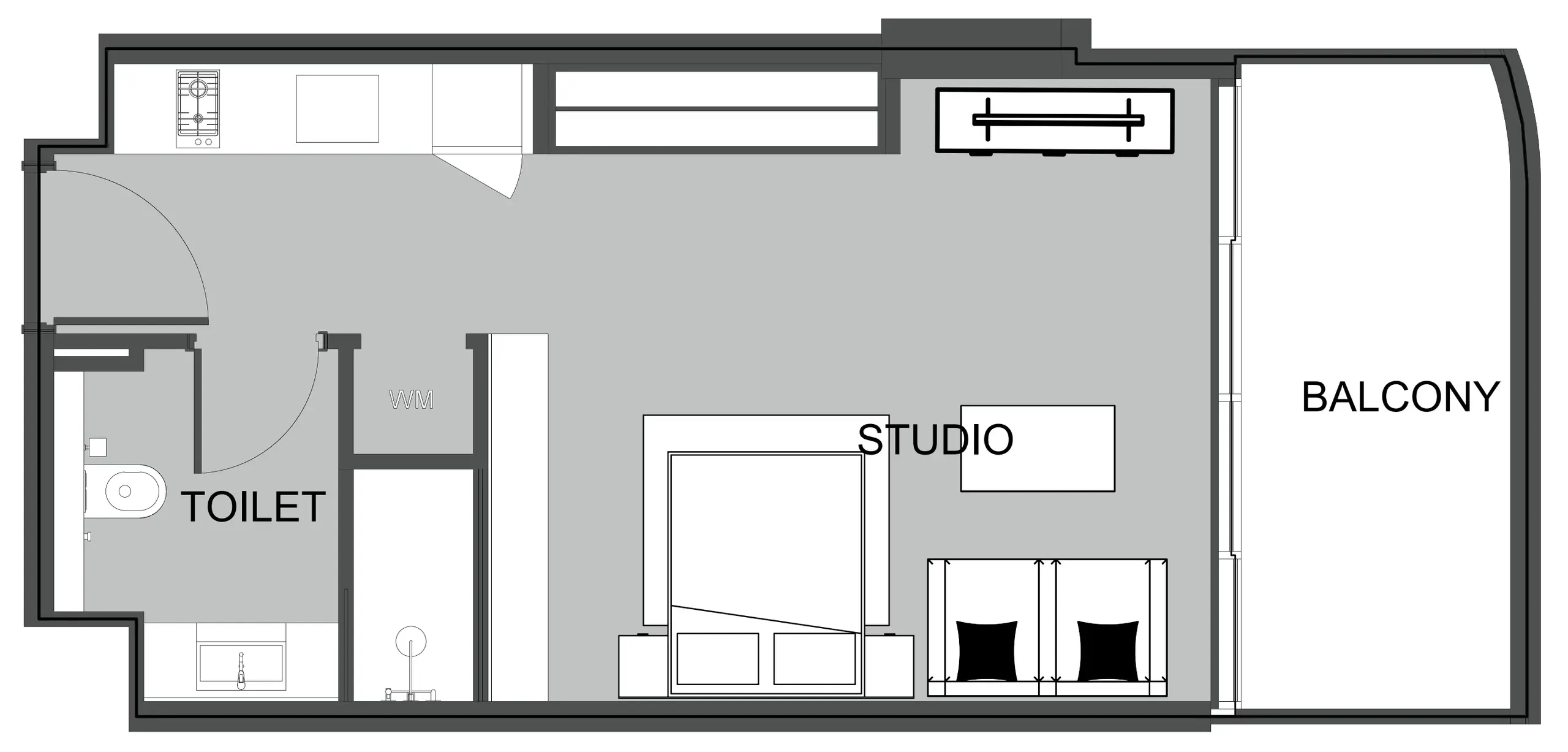 Studio apartments - The Boulevard floor plan