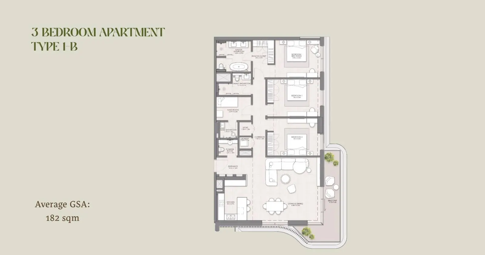 Type 1-B floor plan