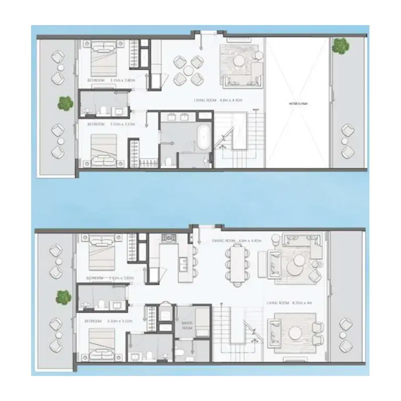 4 Bedrooms apartments - Mansory Residences by Amaal floor plan