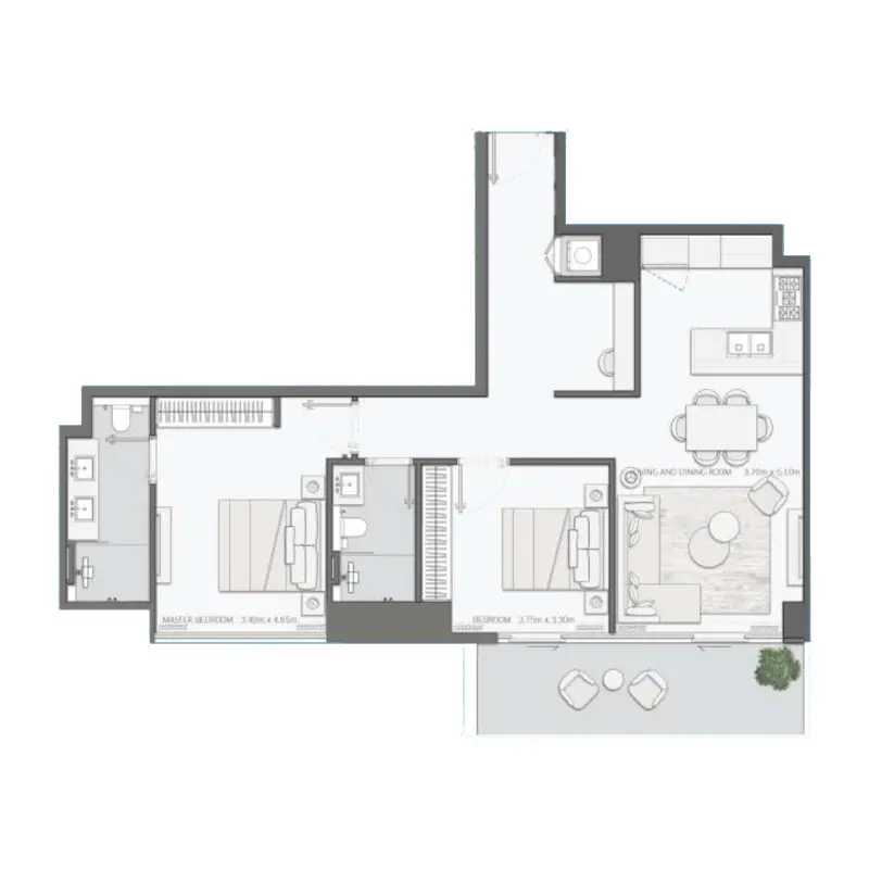 2 bedroom floor plan