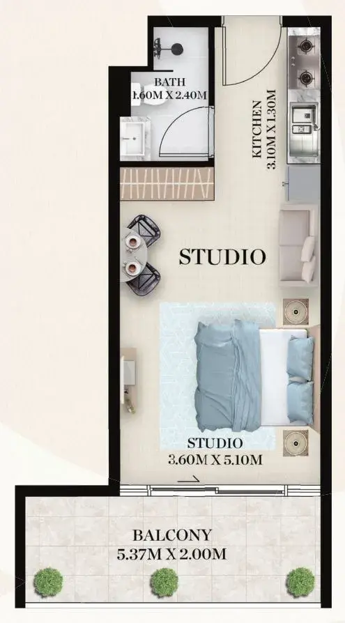Studio apartments - Chapter 01 by Newbury floor plan
