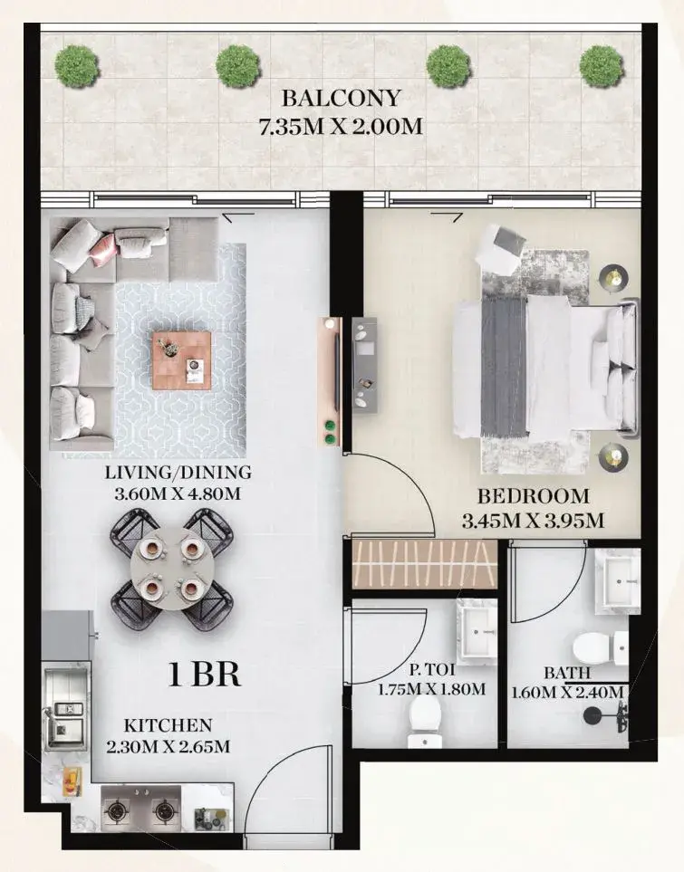 1 Bedroom apartments - Chapter 01 by Newbury floor plan