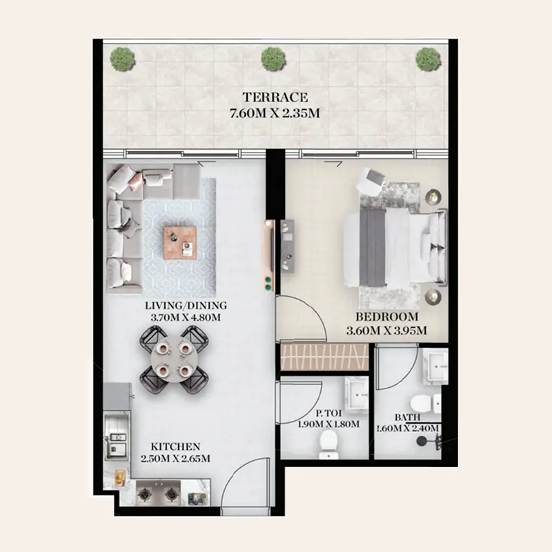 1 bedroom Apartments -  Chapter 01 by Newbury floor plan