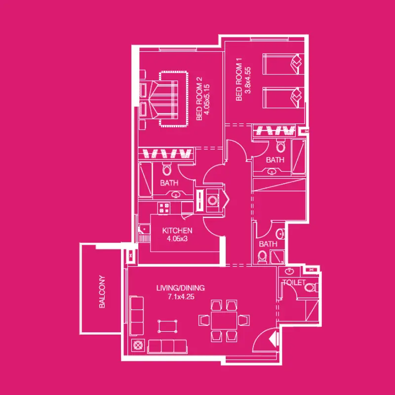 2 bedroom floor plan