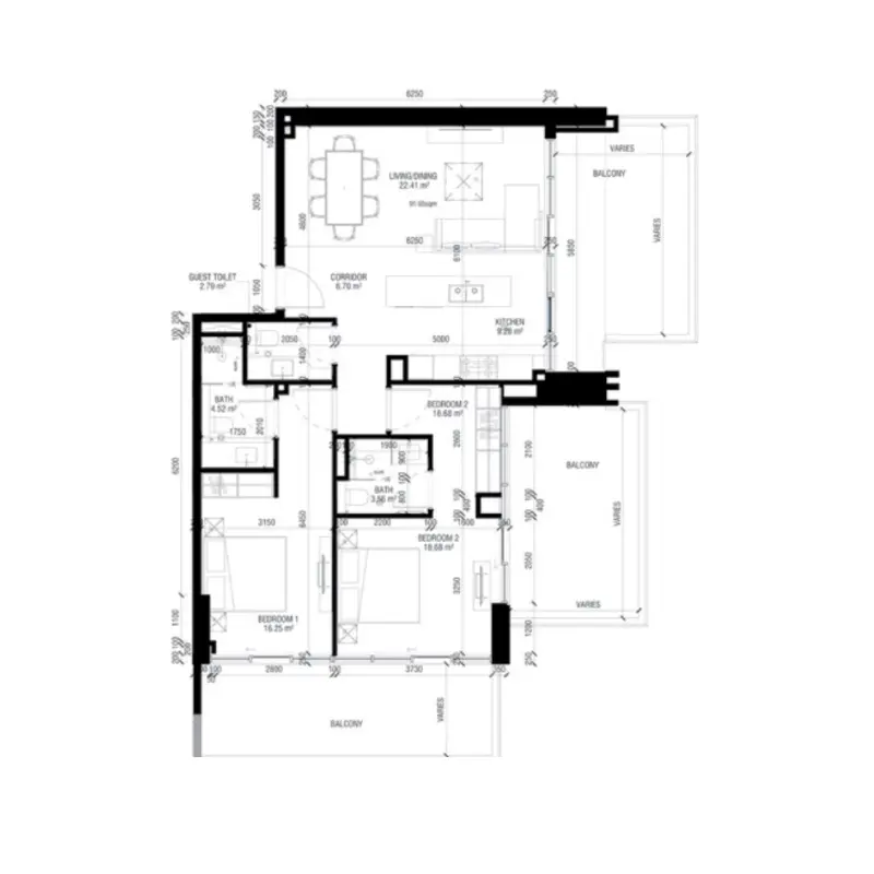 2 bedroom floor plan