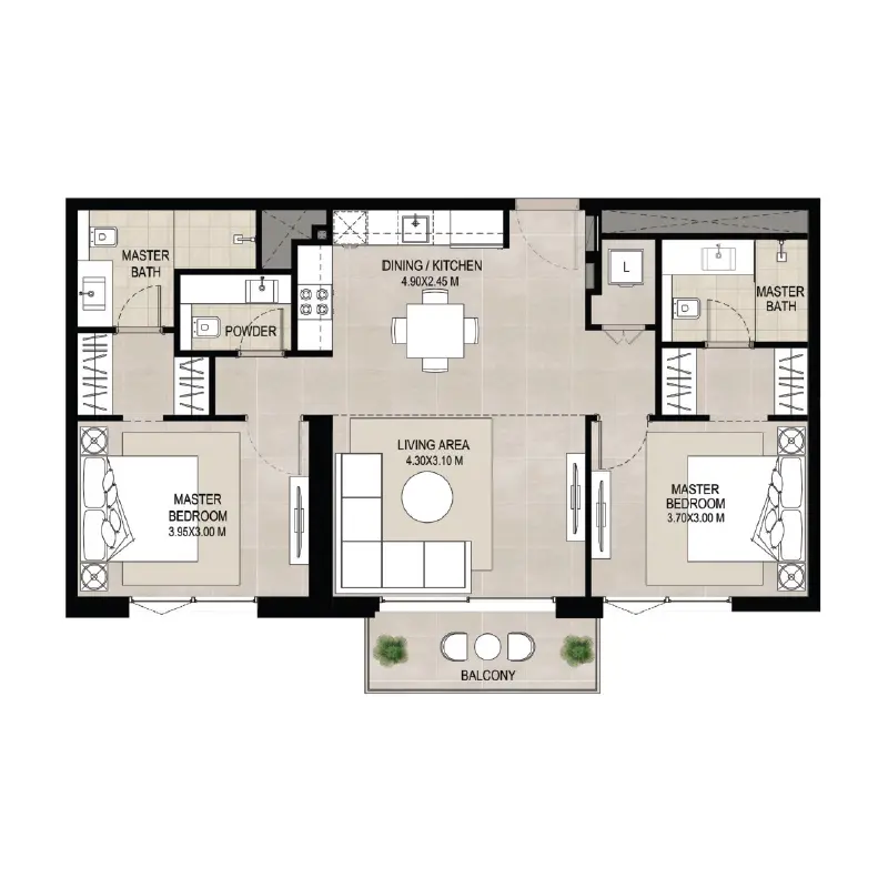 2 bedroom floor plan
