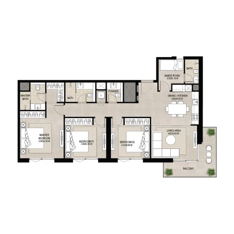 3 bedroom floor plan