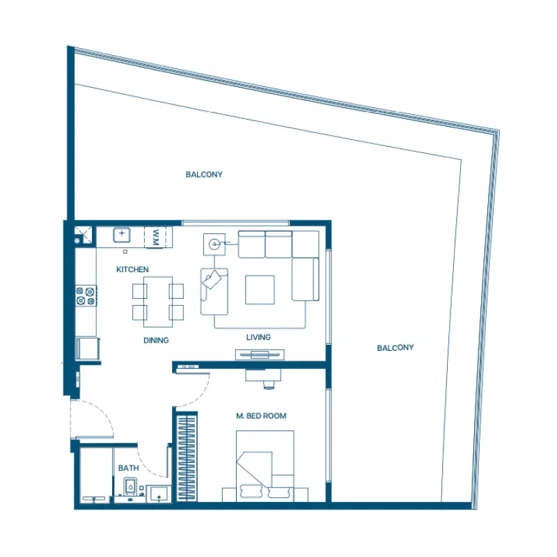 1 bedroom floor plan