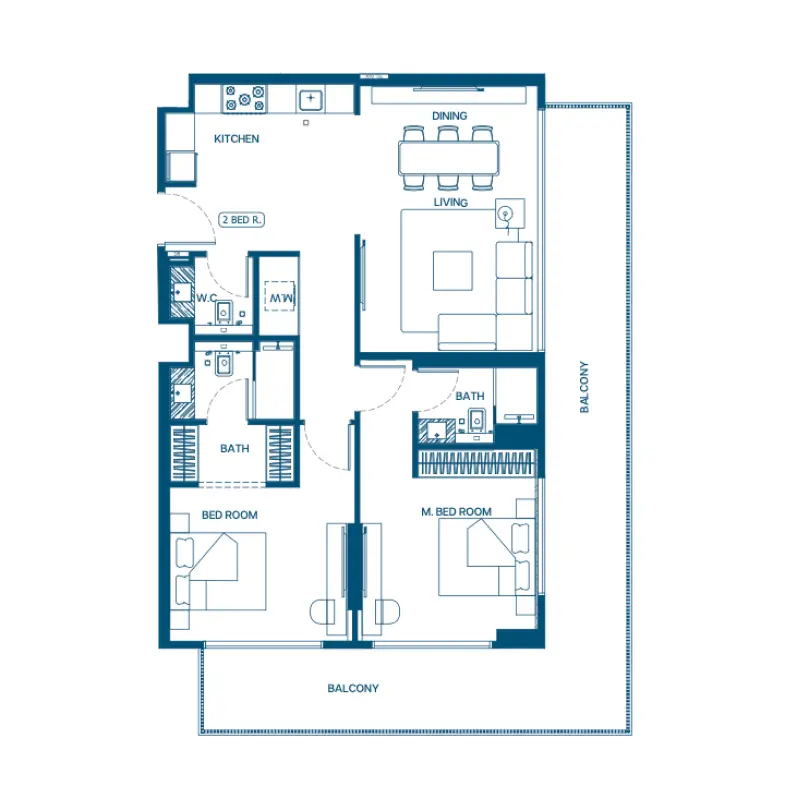 2 bedroom floor plan