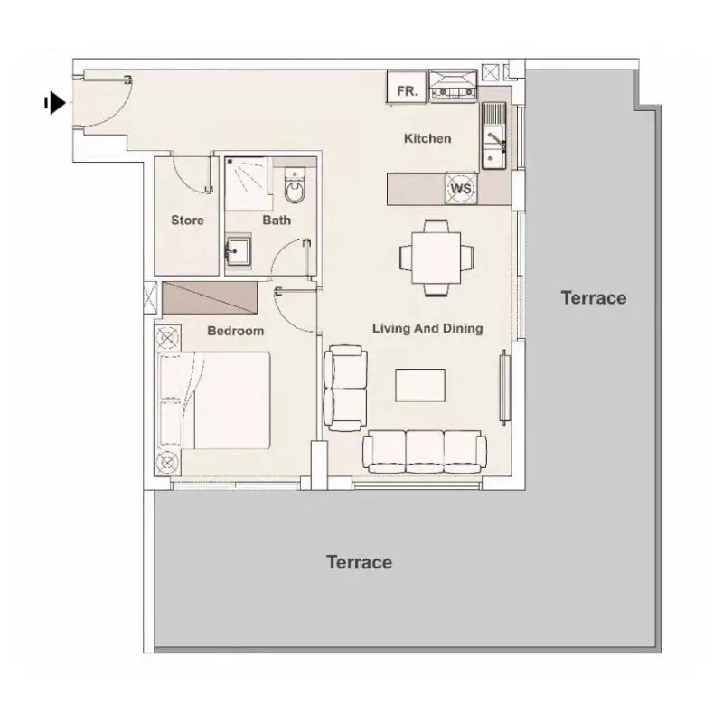 1 bedroom floor plan