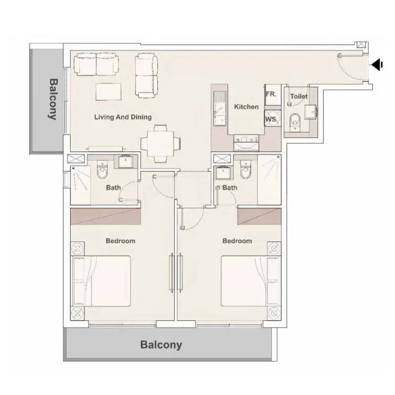 2 bedroom floor plan