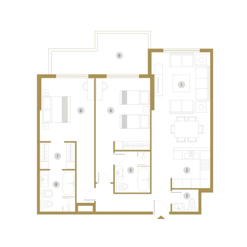 2 bedroom floor plan