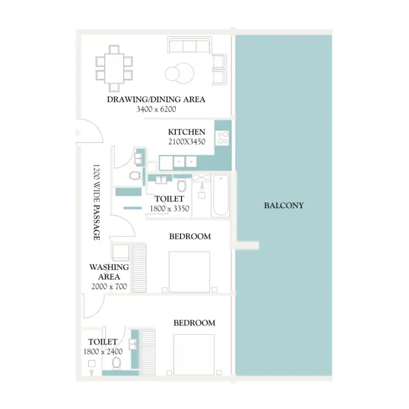 2 bedroom floor plan