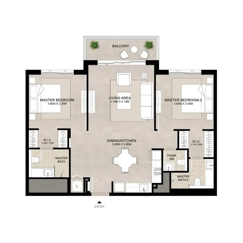 2 bedroom floor plan