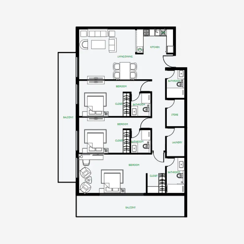 3 bedroom floor plan