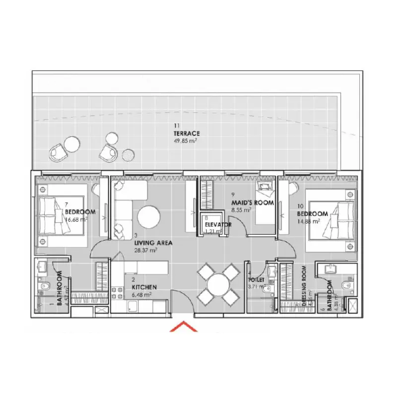 2 bedroom floor plan