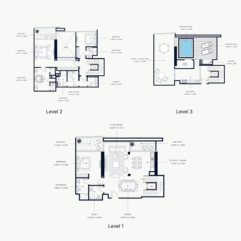 3.5 bedrooms penthouse - Riviera Rêve floor plan