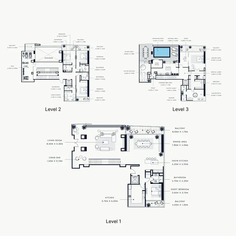 5.5 bedrooms penthouse - Riviera Rêve floor plan