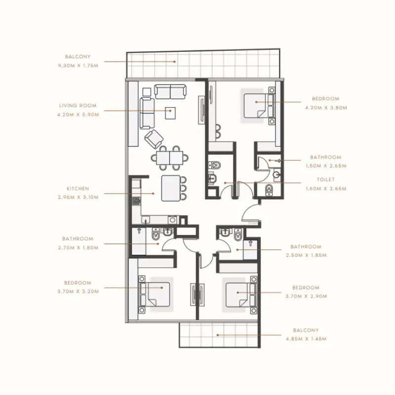 3 bedroom floor plan