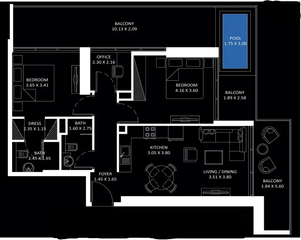 2 Bedrooms apartments - Elitz 3 floor plan