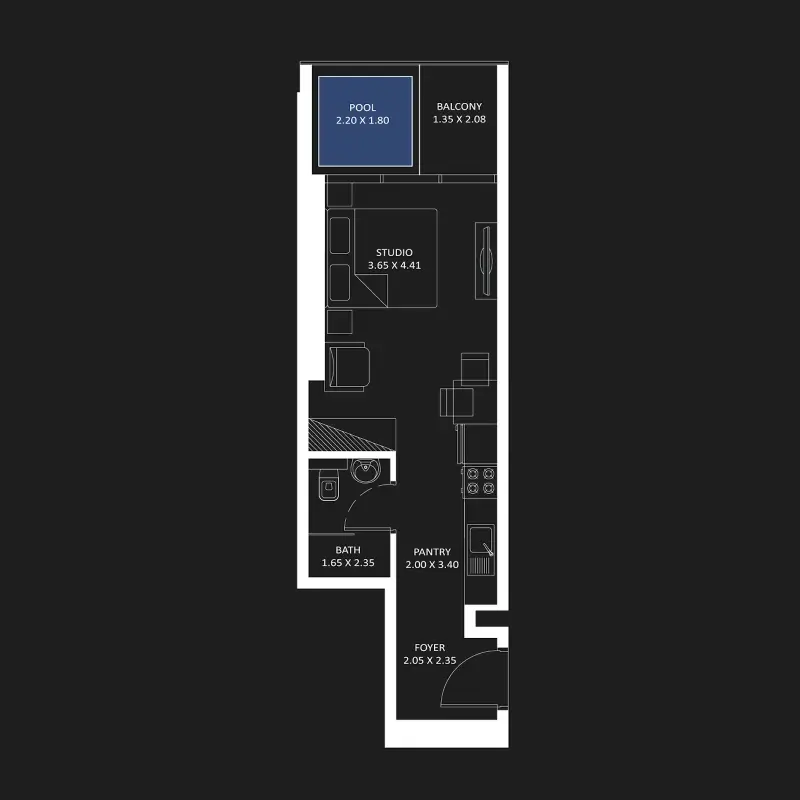 Studio + Pool floor plan