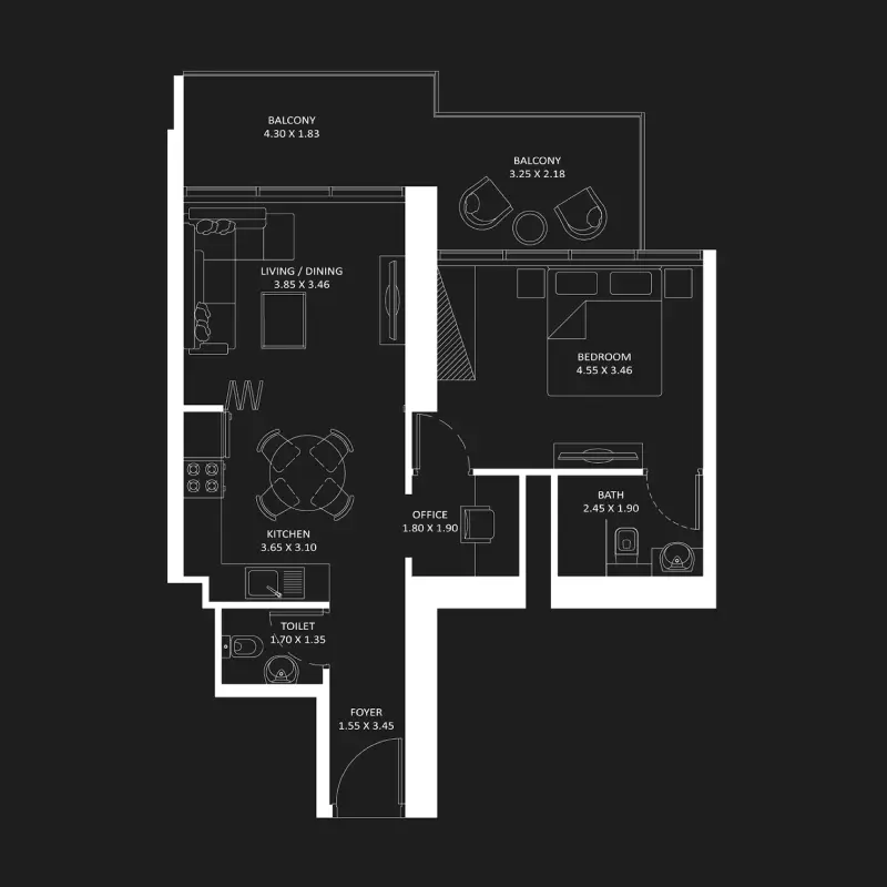 1 bedroom floor plan