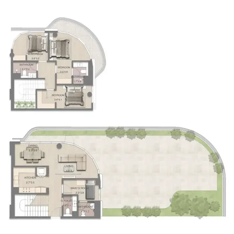 3 Bedrooms duplex - Mirasol Mina floor plan