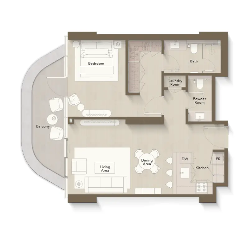 1 bedroom floor plan