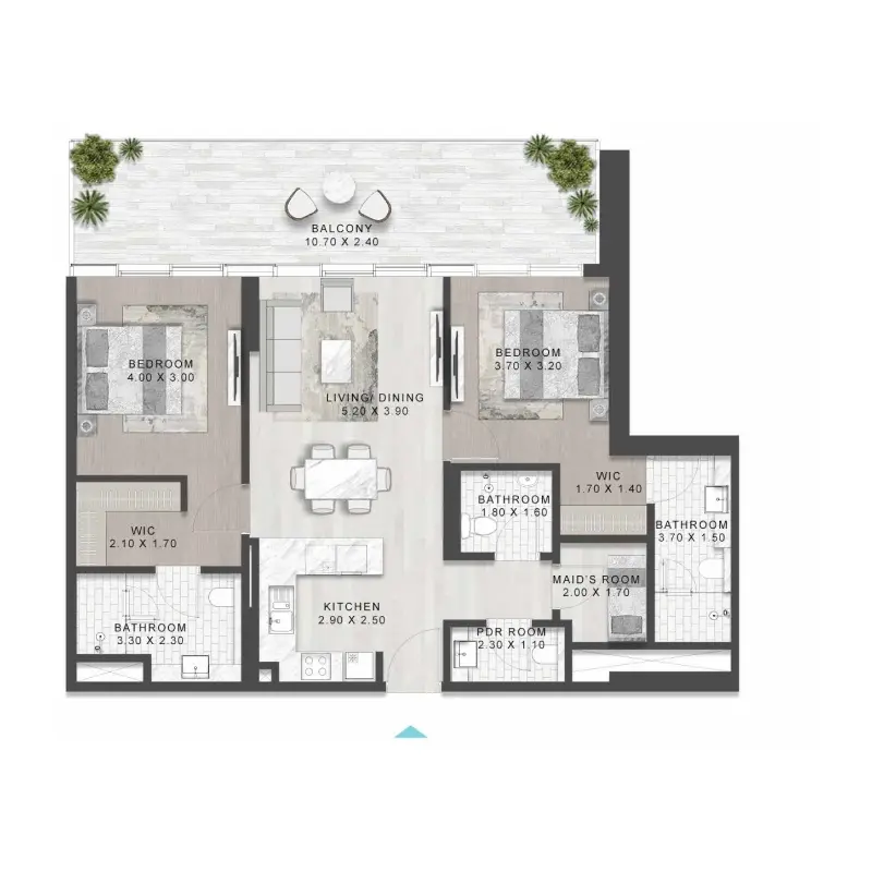 2 bedroom floor plan