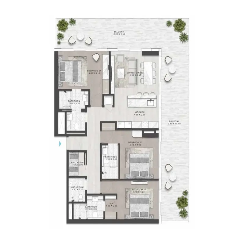 3 bedroom floor plan