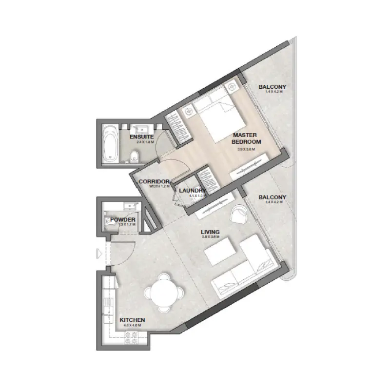 1 bedroom floor plan