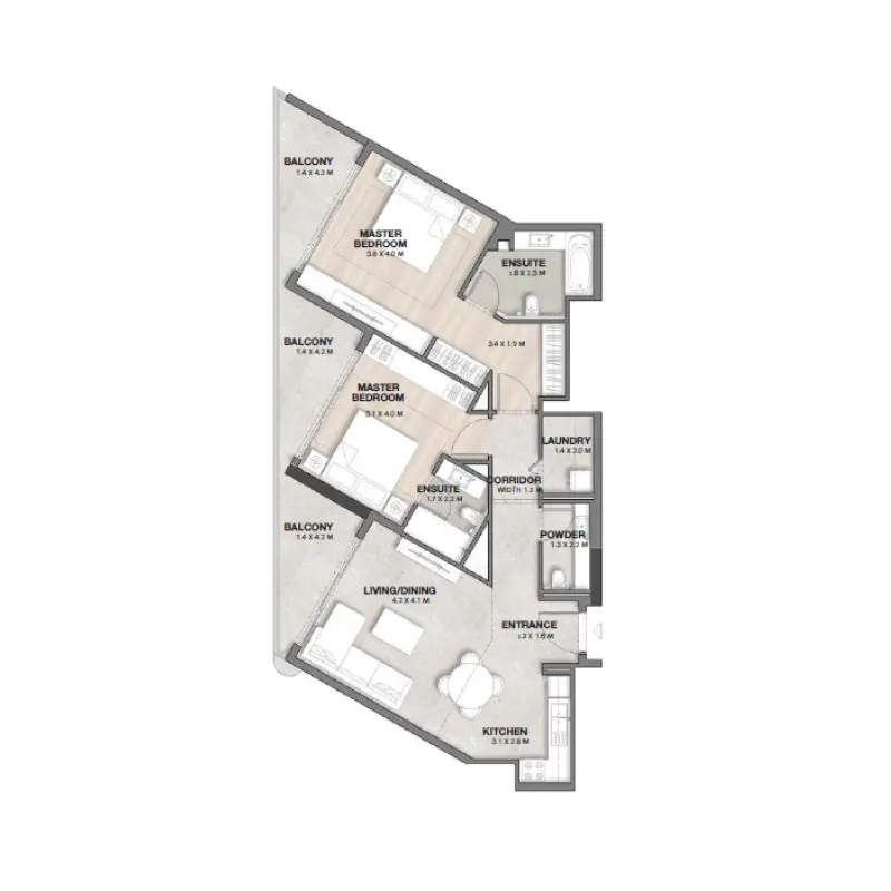 2 bedroom floor plan