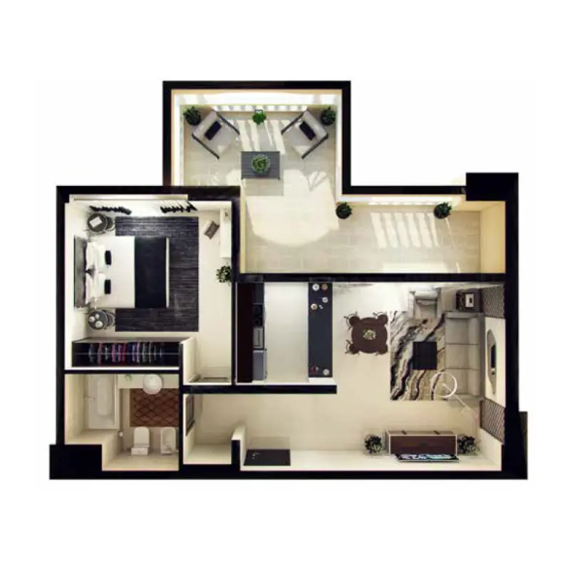 1 bedroom floor plan