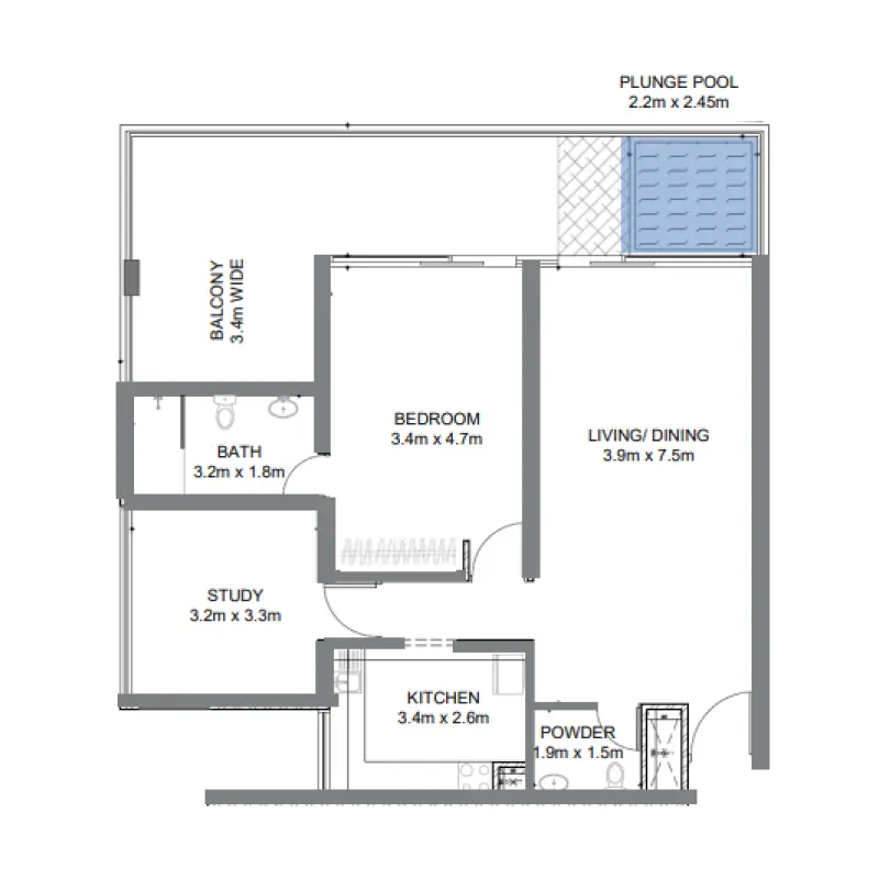 1 bedroom floor plan