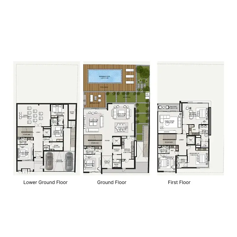 5 Bedrooms villa - Danah Bay floor plan
