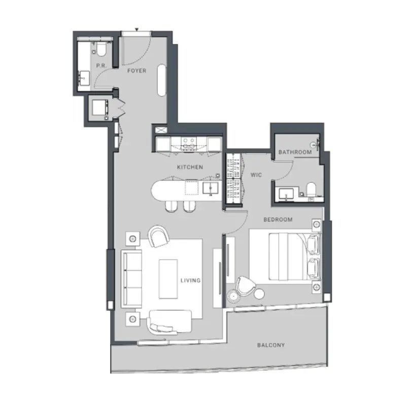 1 bedroom floor plan