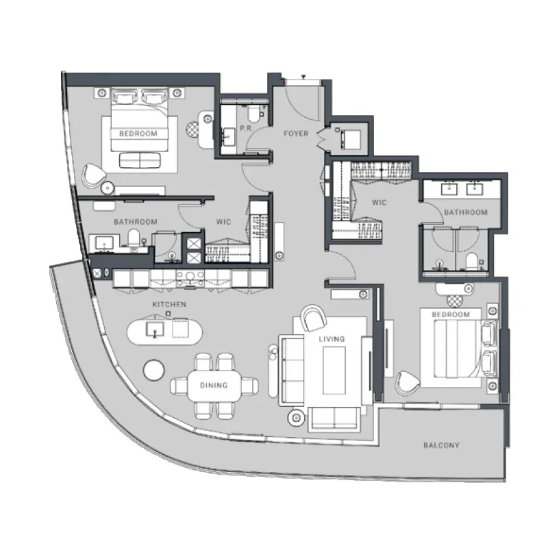 2 bedroom floor plan