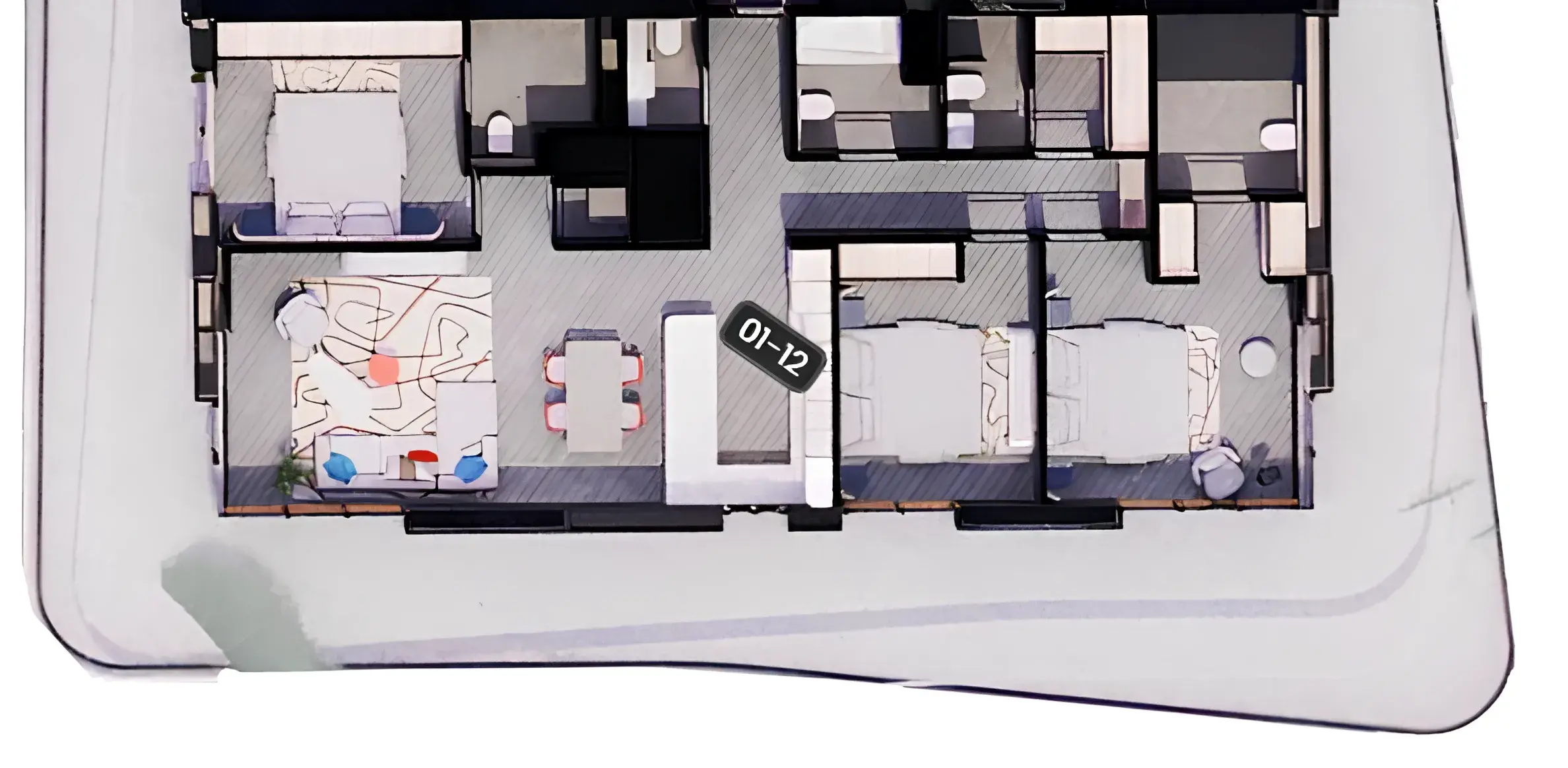 3 Bedrooms apartments - Rosso Bay Residences floor plan