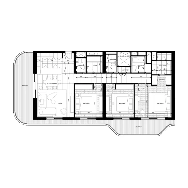 3 bedroom floor plan