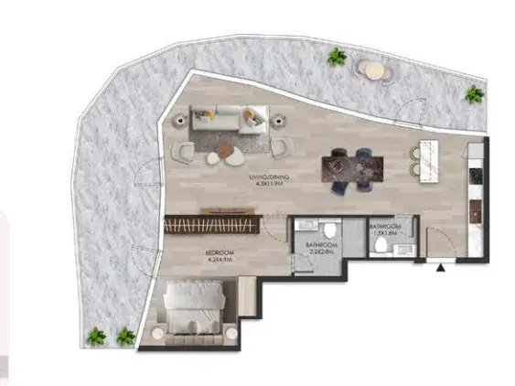 1 Bedroom apartments - The Beach House floor plan