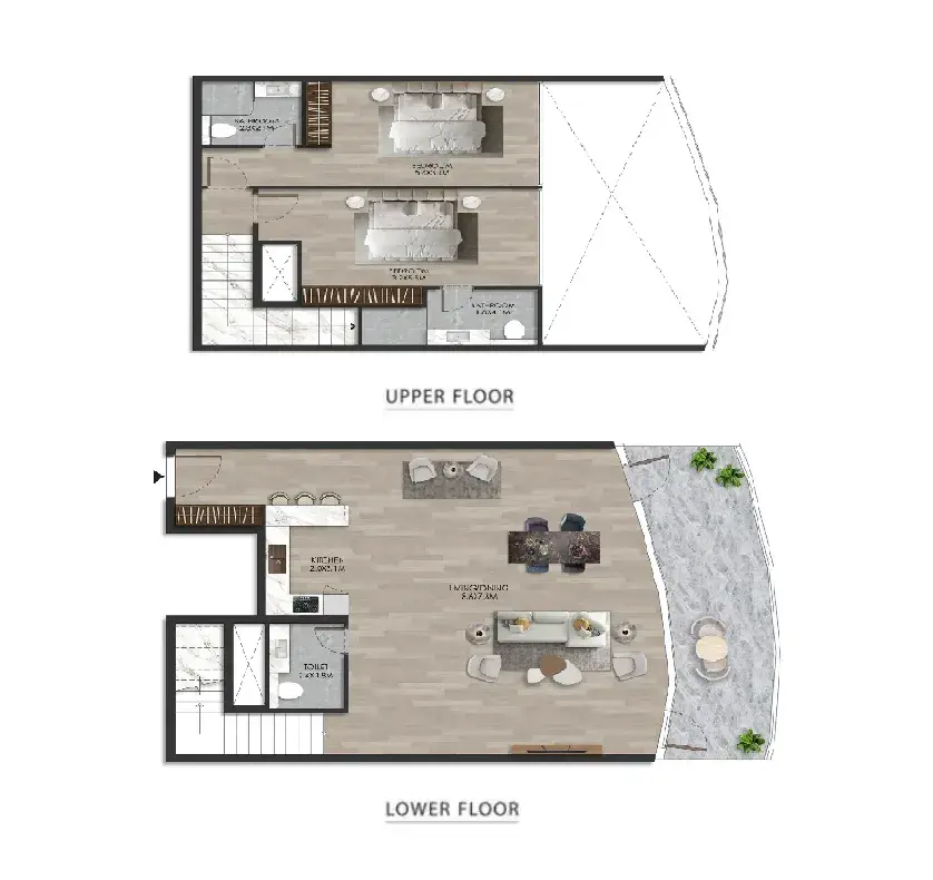 2 Bedrooms duplex - The Beach House floor plan