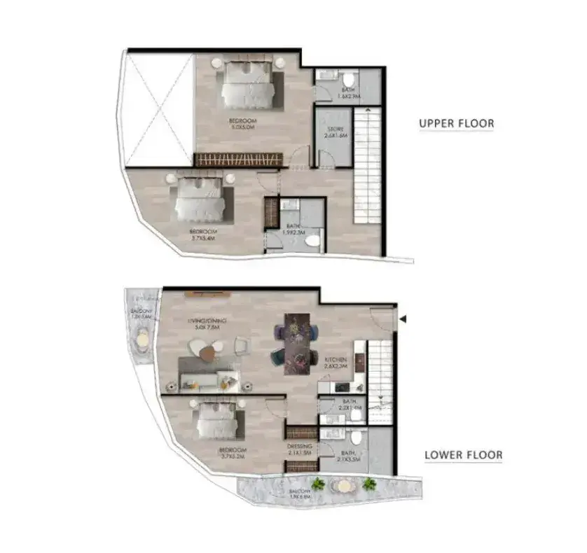 3 Bedrooms duplex - The Beach House floor plan